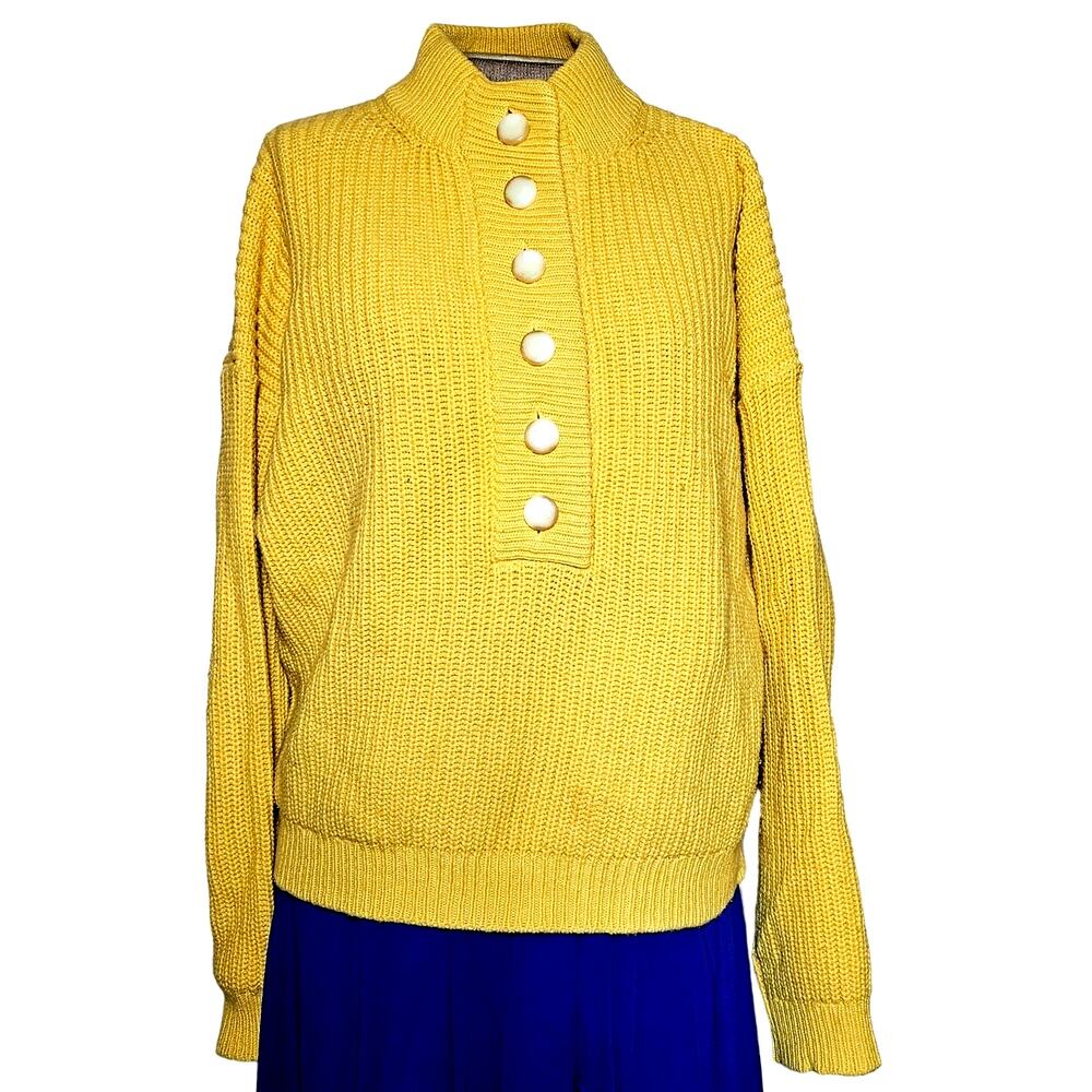 La Maille Sezane Yellow Cotton and Wool Blend Sweater Size Medium